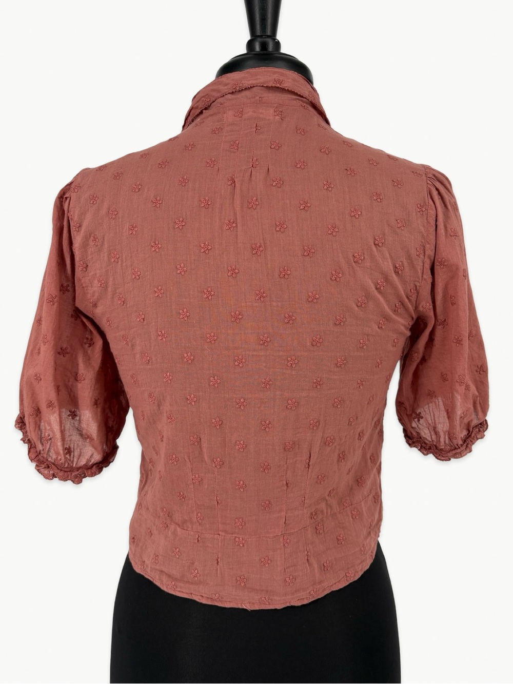 DÔEN Bird Top in Canyon Size Small Cotton Pintuck Ruffle Embroidered Blouse Rare - Picture 3 of 15
